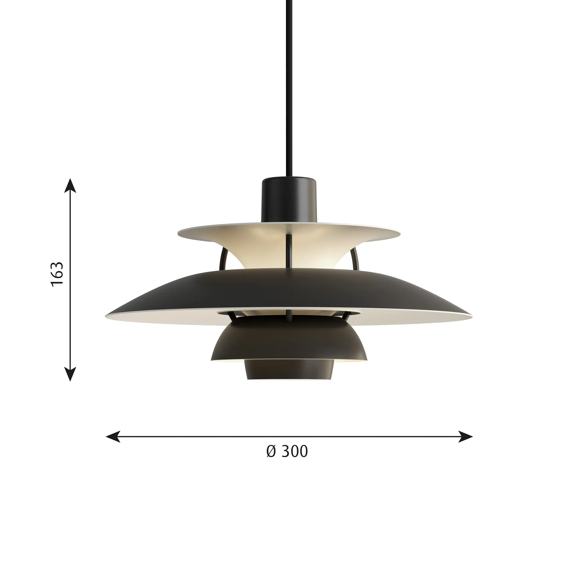 PH 5 pendant light, Ø300, Monochrome black Louis Poulsen