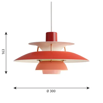 PH 5 pendant light - Ø300, Red - Louis Poulsen