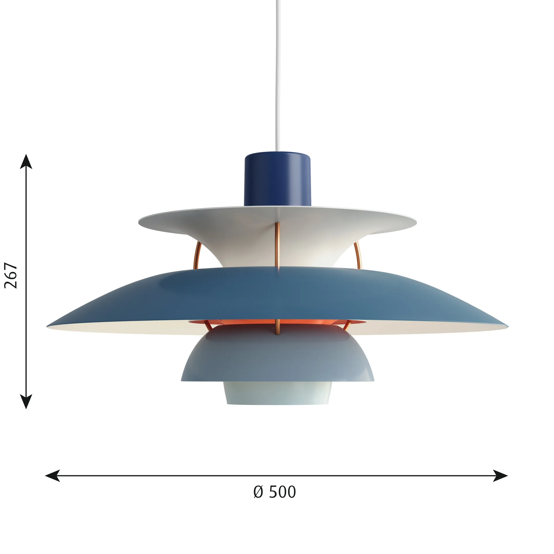 PH 5 pendant light, Ø500, Blue Louis Poulsen