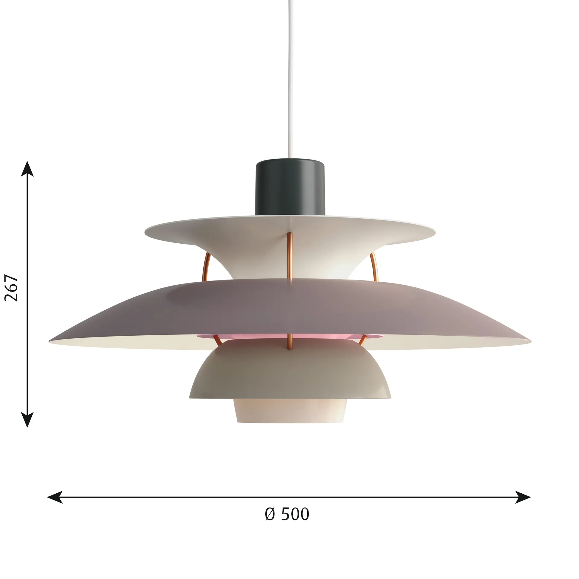PH 5 pendant light, Ø500, Grey Louis Poulsen