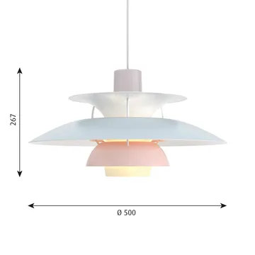 PH 5 pendant light - Ø500, Pastel-oyster grey-blue-pink - Louis Poulsen