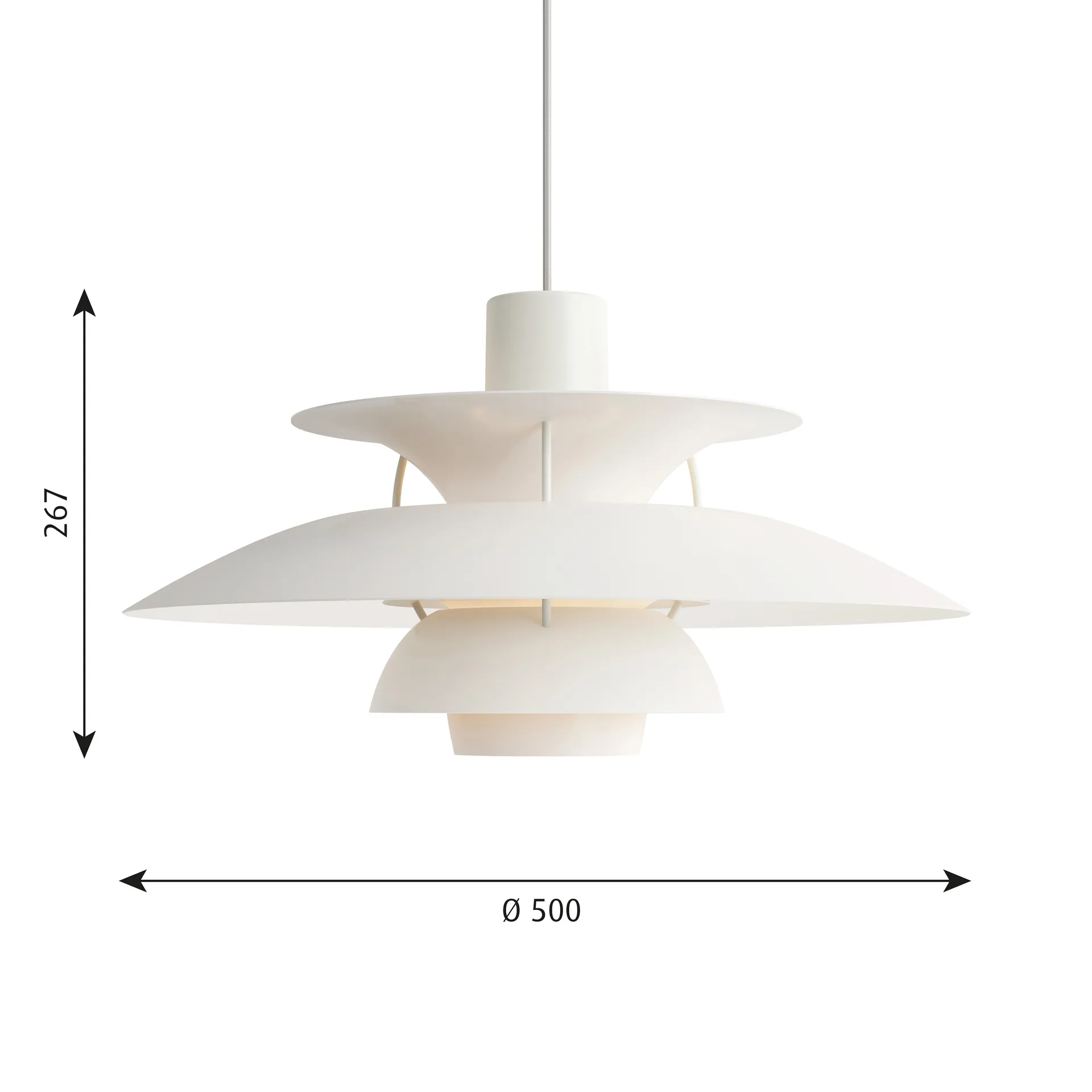 PH 5 pendant light, Ø500, White Louis Poulsen