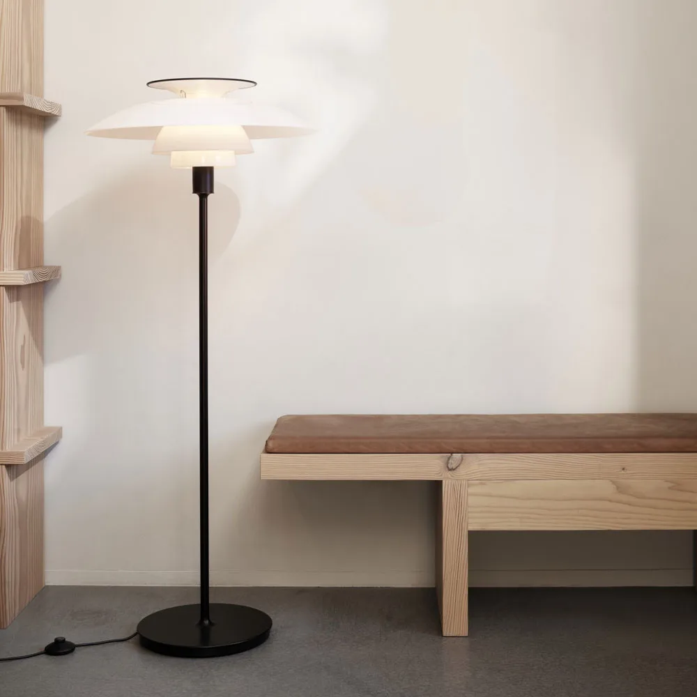 PH 80 floor lamp, Black-white opal acrylic Louis Poulsen