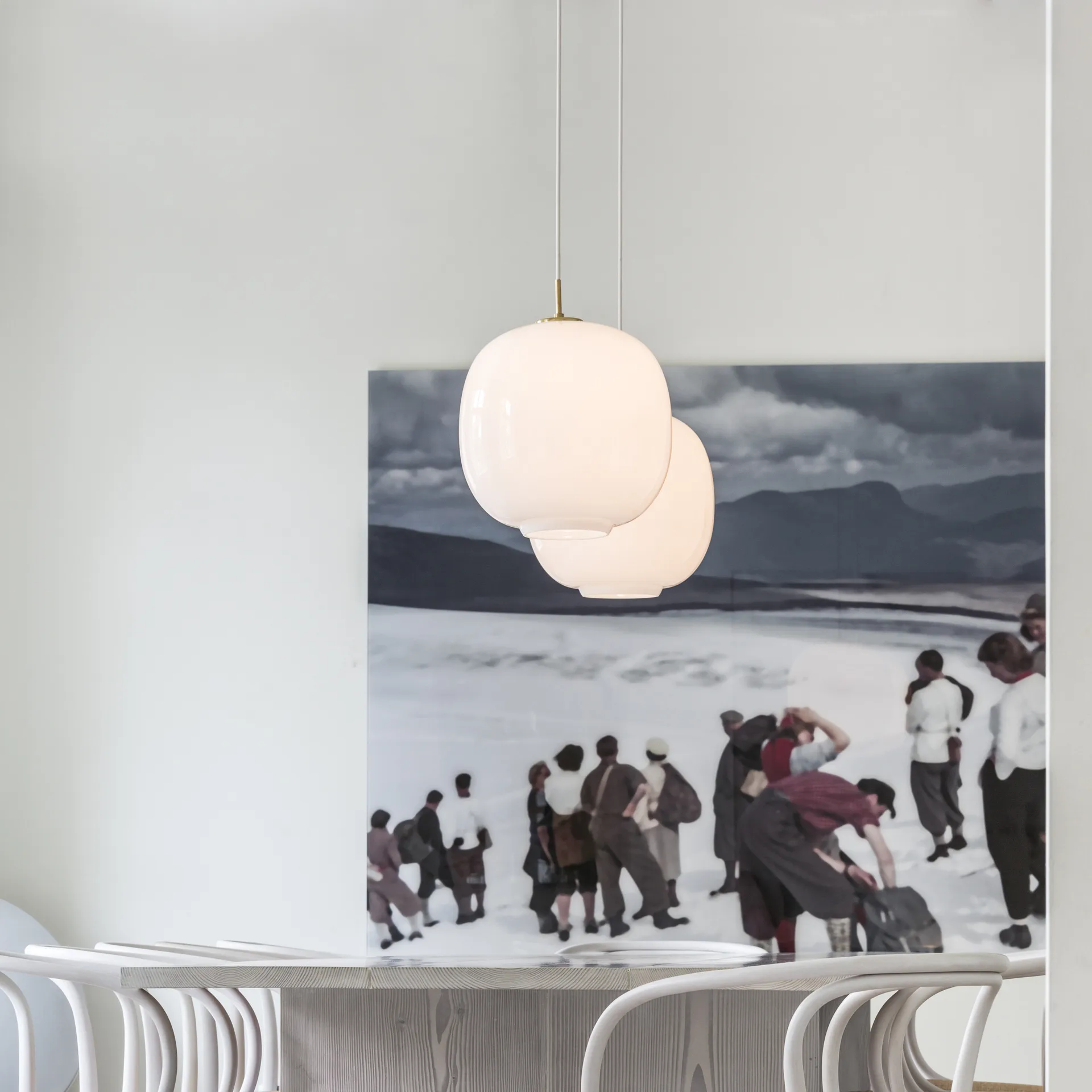 VL45 Radiohus pendant lamp Ø37 cm, Brass-white opal glass Louis Poulsen