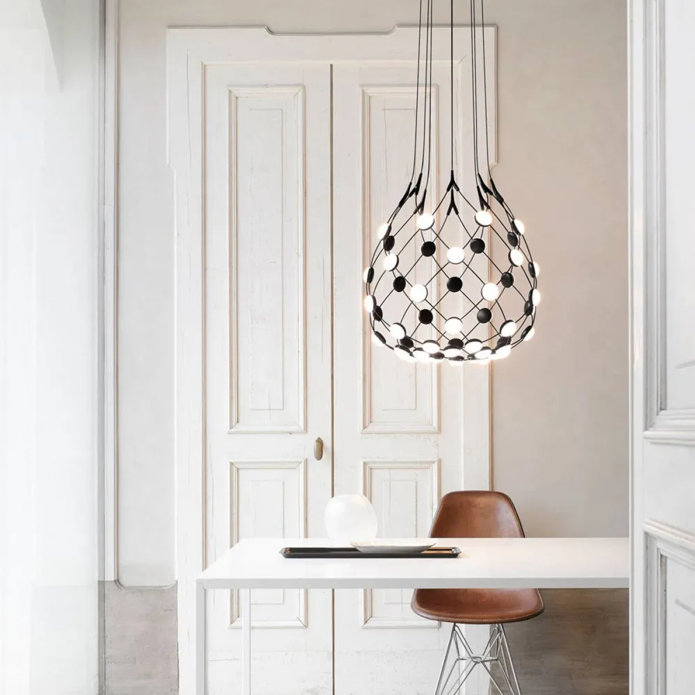 Mesh ceiling lamp, Black, small, cable 5m Luceplan