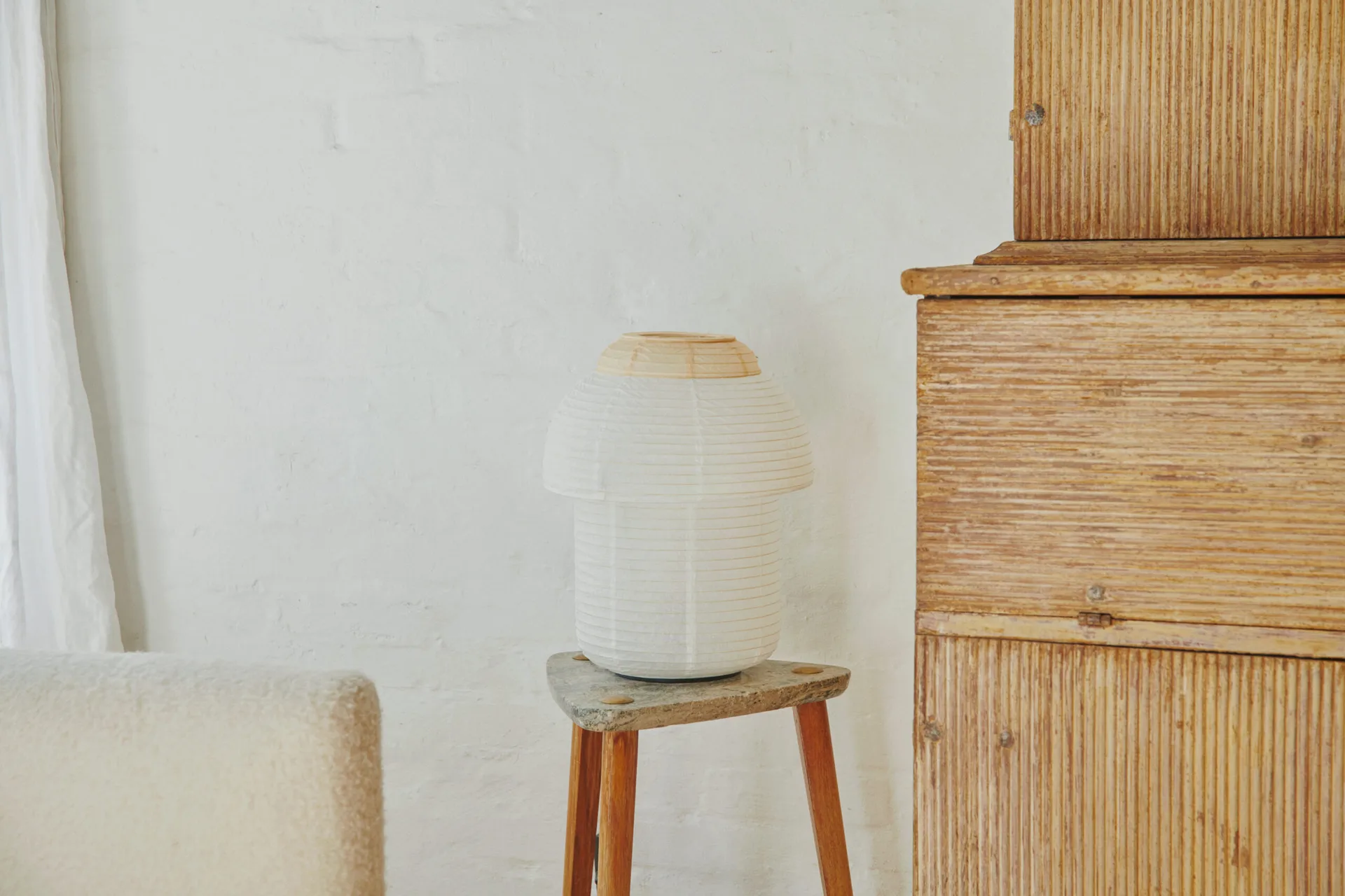 Papier Double table lamp Ø30 cm, Soft yellow Made By Hand