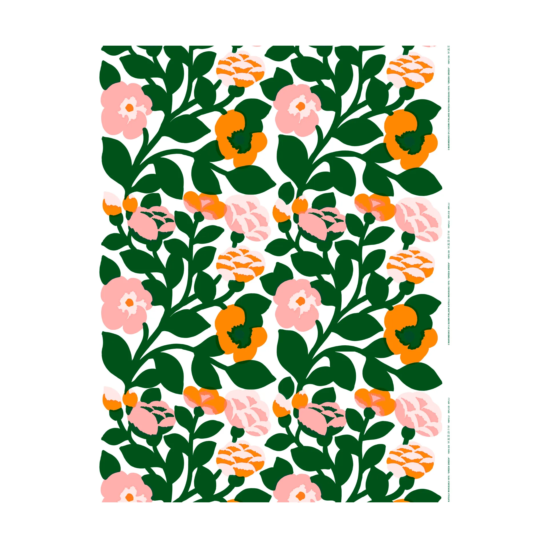 Green green vinyl tablecloth, Green-orange Marimekko