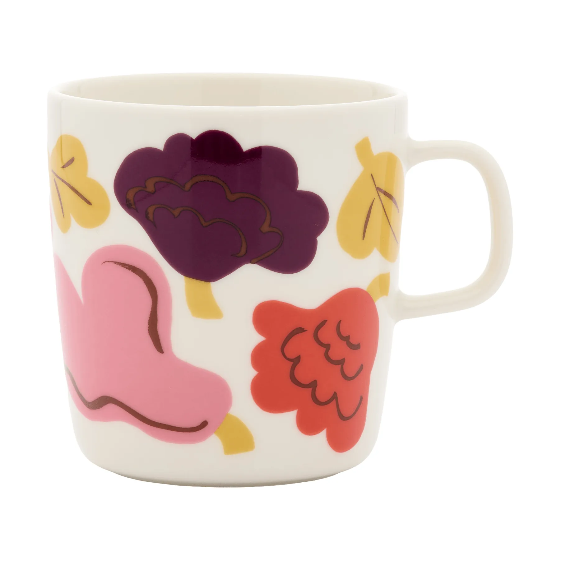Kukasta Kukkaan mug, White-pink-terrac-plum, 40 cl Marimekko