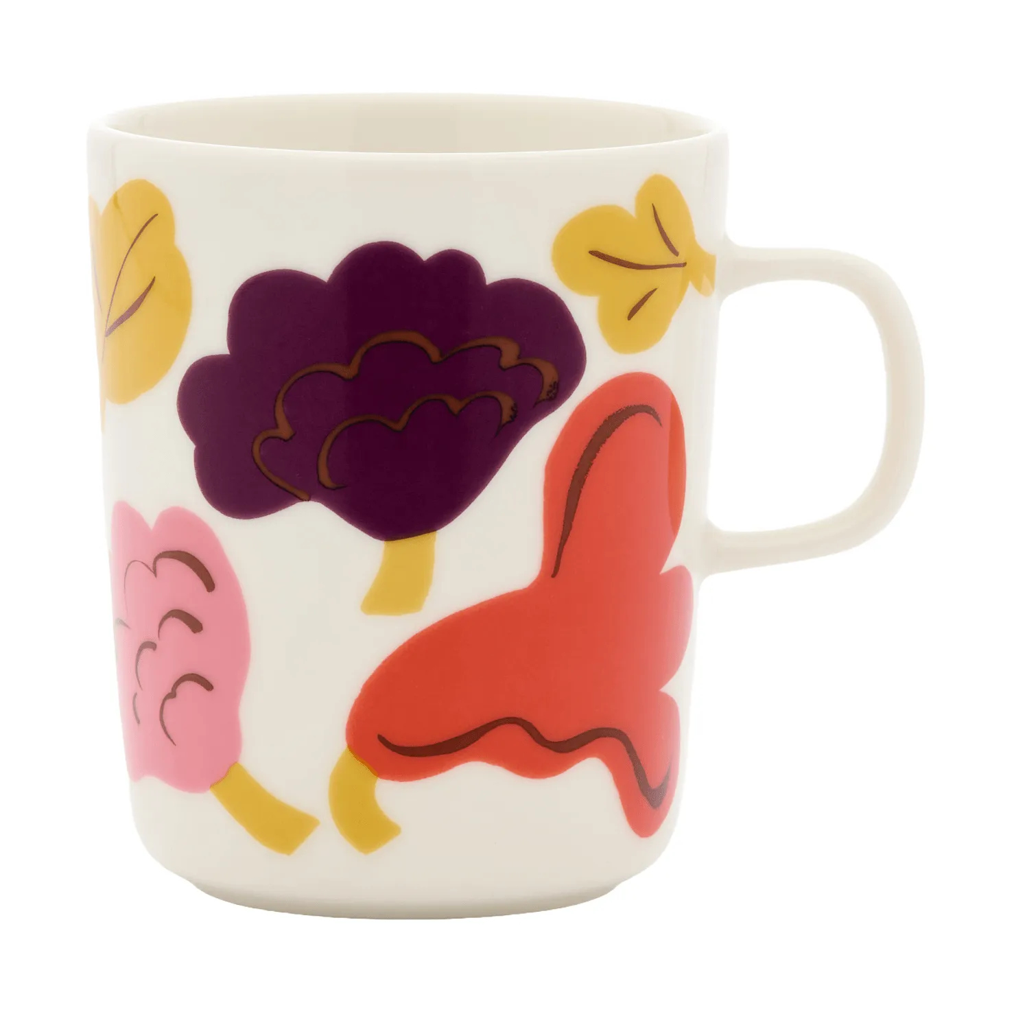 Kukasta Kukkaan mug, White-pink-terracotta-plum, 25 cl Marimekko