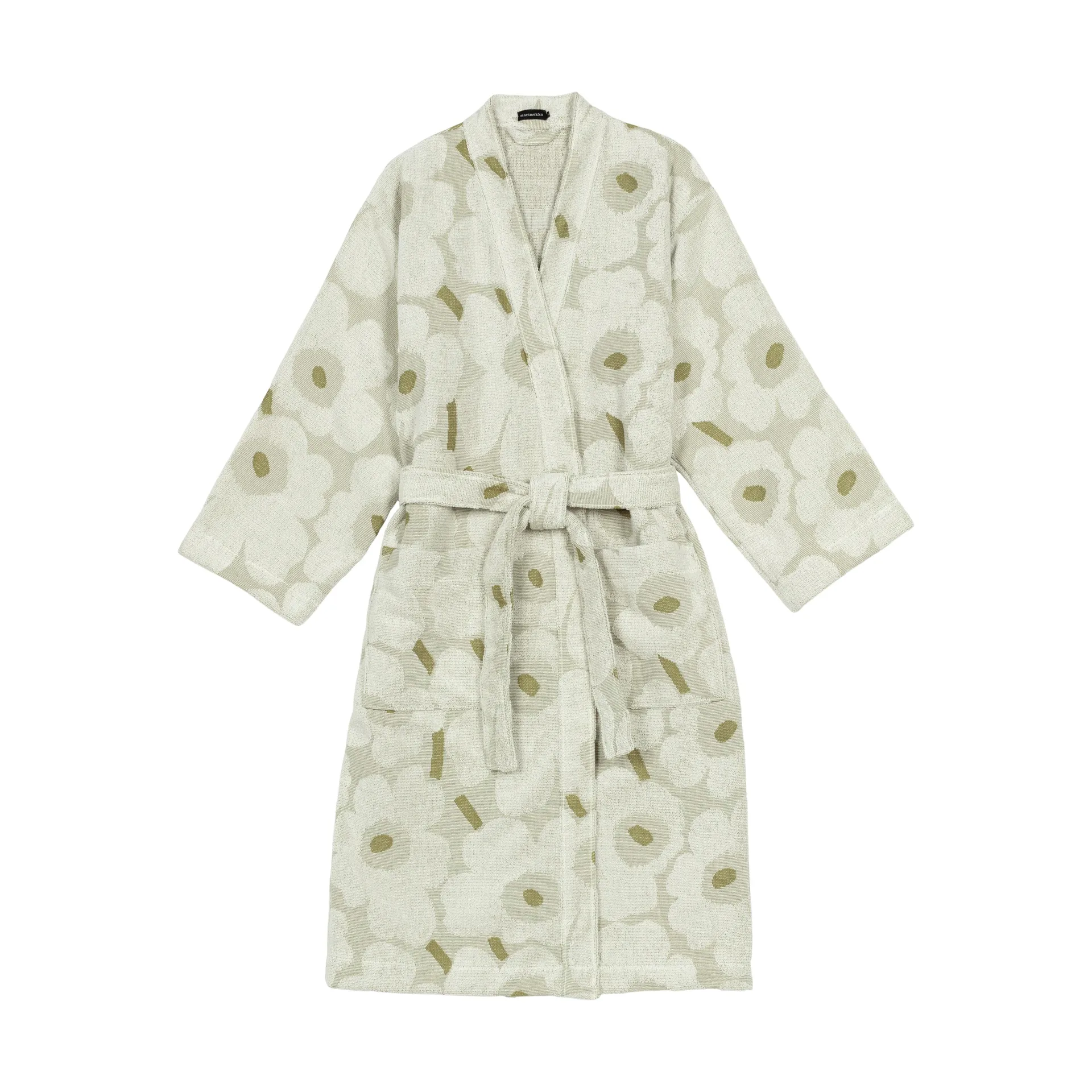 Pieni Unikko bathrobe XL, Green umber-cream Marimekko