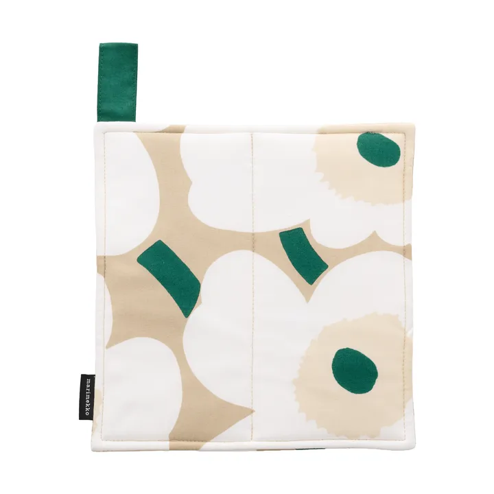 Pieni Unikko pot holder 21,5x21,5 cm - Sand-white-hay-emerald - Marimekko