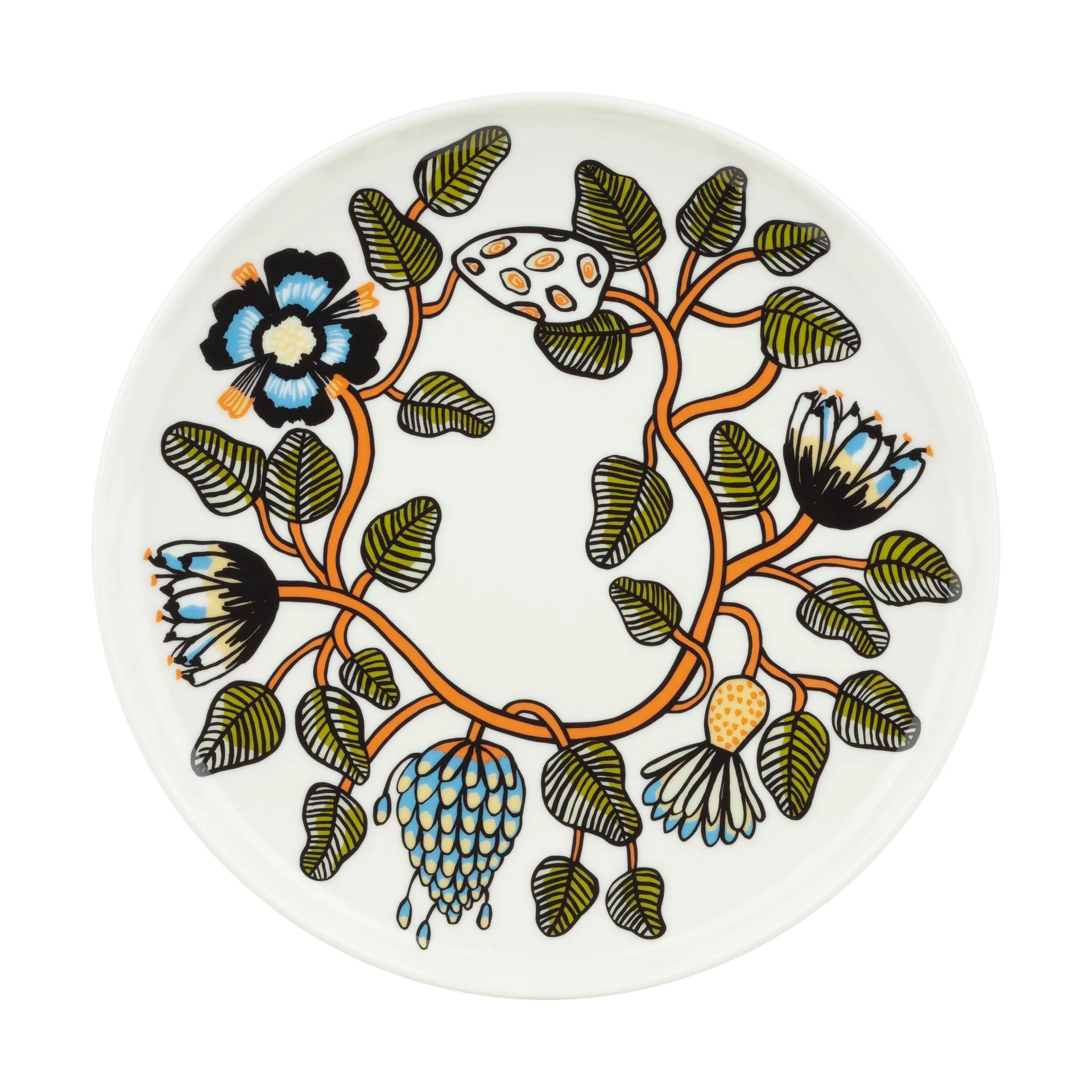 Tiara plate Ø25 cm, White, warm orange, green Marimekko