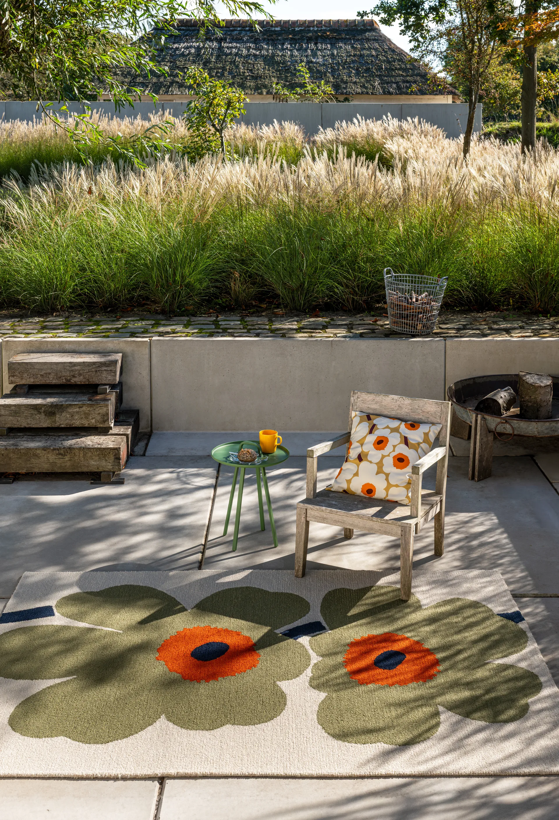 Unikko anniversary outdoor rug, Dusty green, 200x280 cm Marimekko