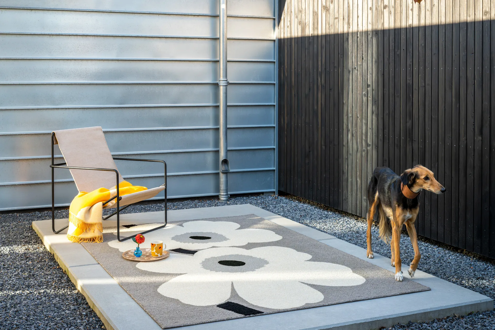 Unikko anniversary outdoor rug, Grey, 140x200 cm Marimekko