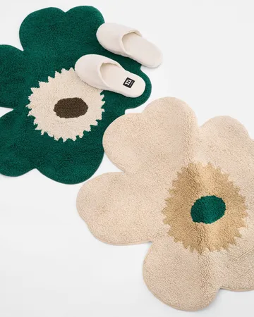 Unikko bath mat 73x74 cm - Hay-sand-emerald - Marimekko
