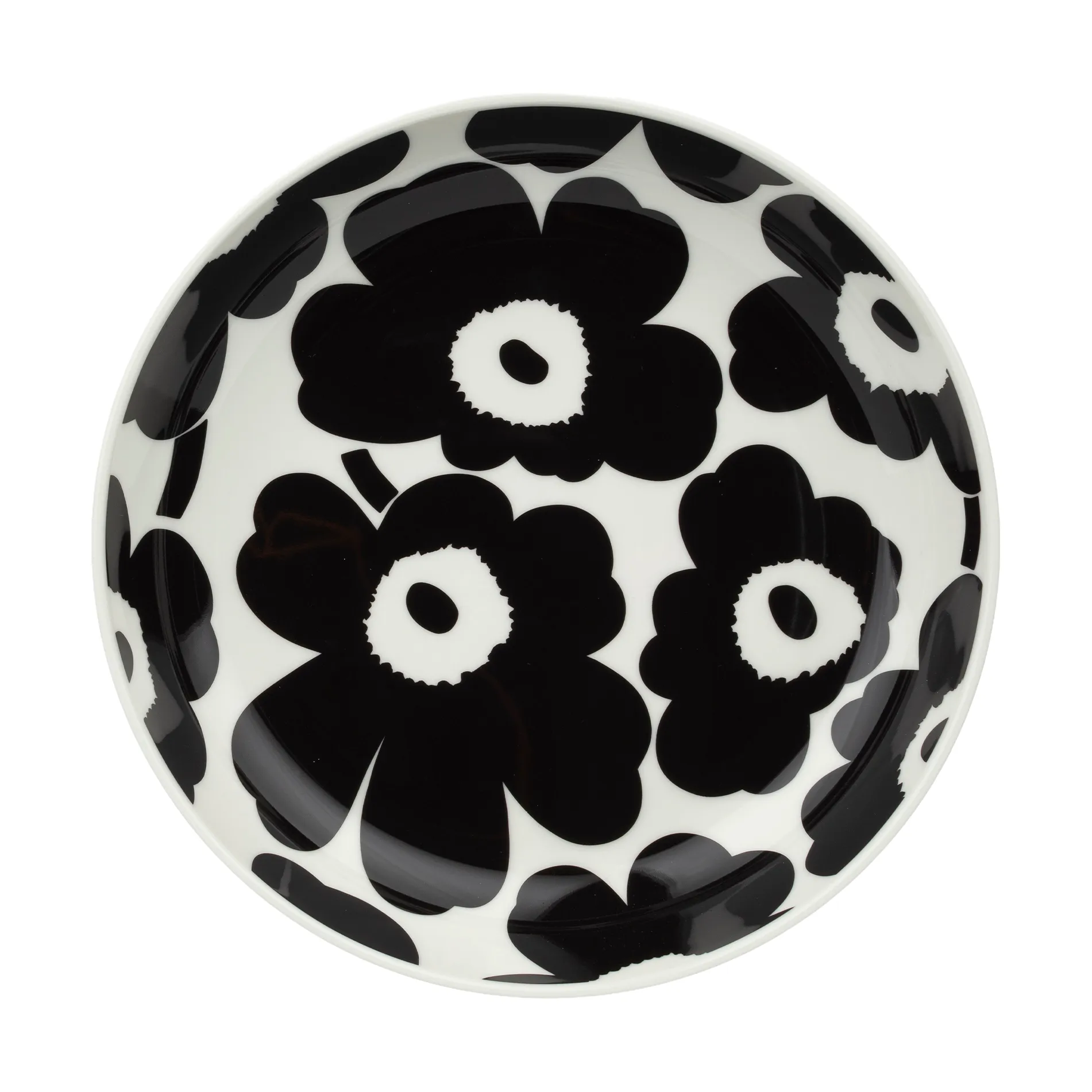 Unikko deep plate Ø20.5 cm, Black-white Marimekko
