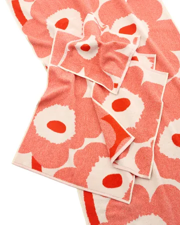 Unikko mini towel 32x32 cm - Off white-orange red - Marimekko