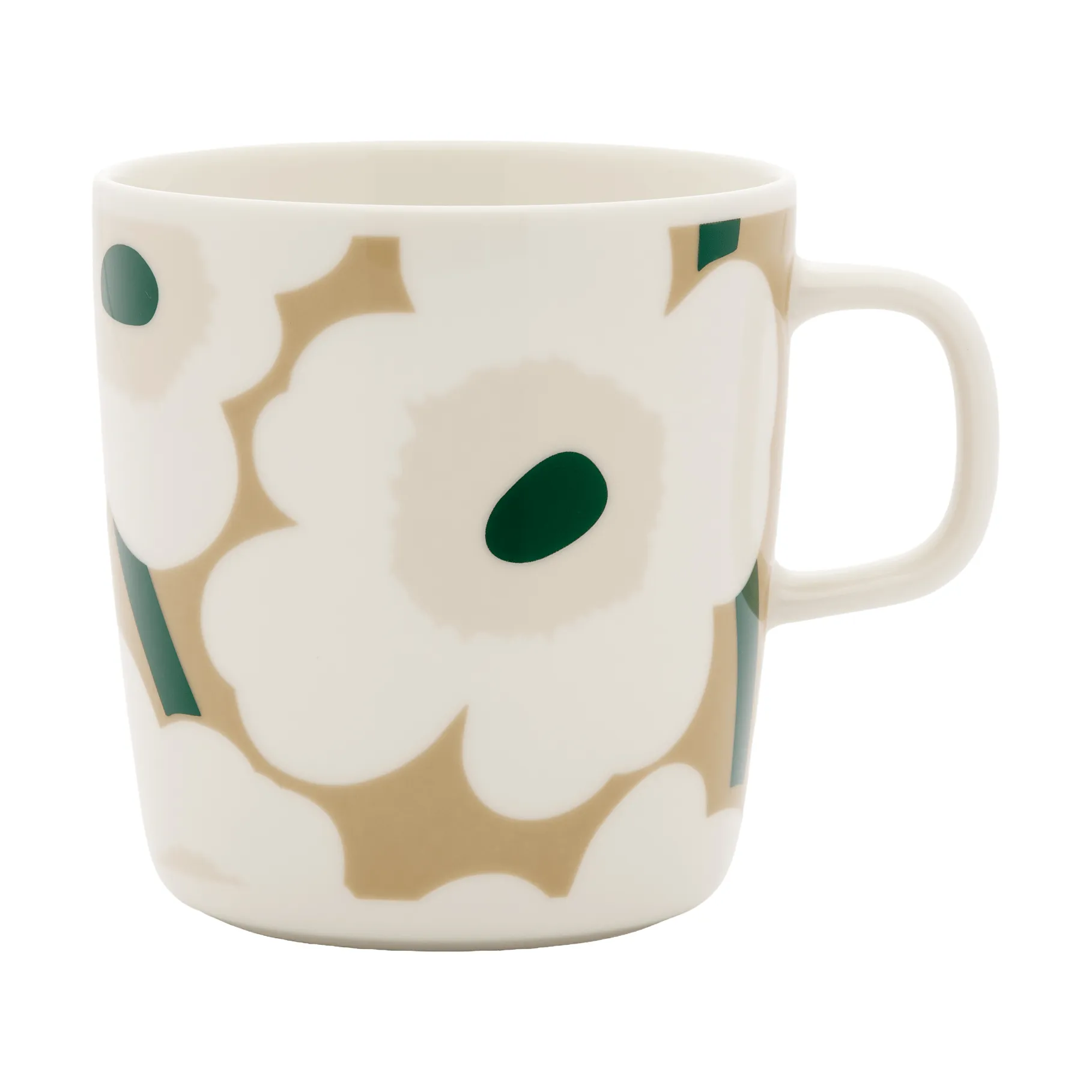 Unikko mug 40 cl, White-beige-light sand-dark green Marimekko