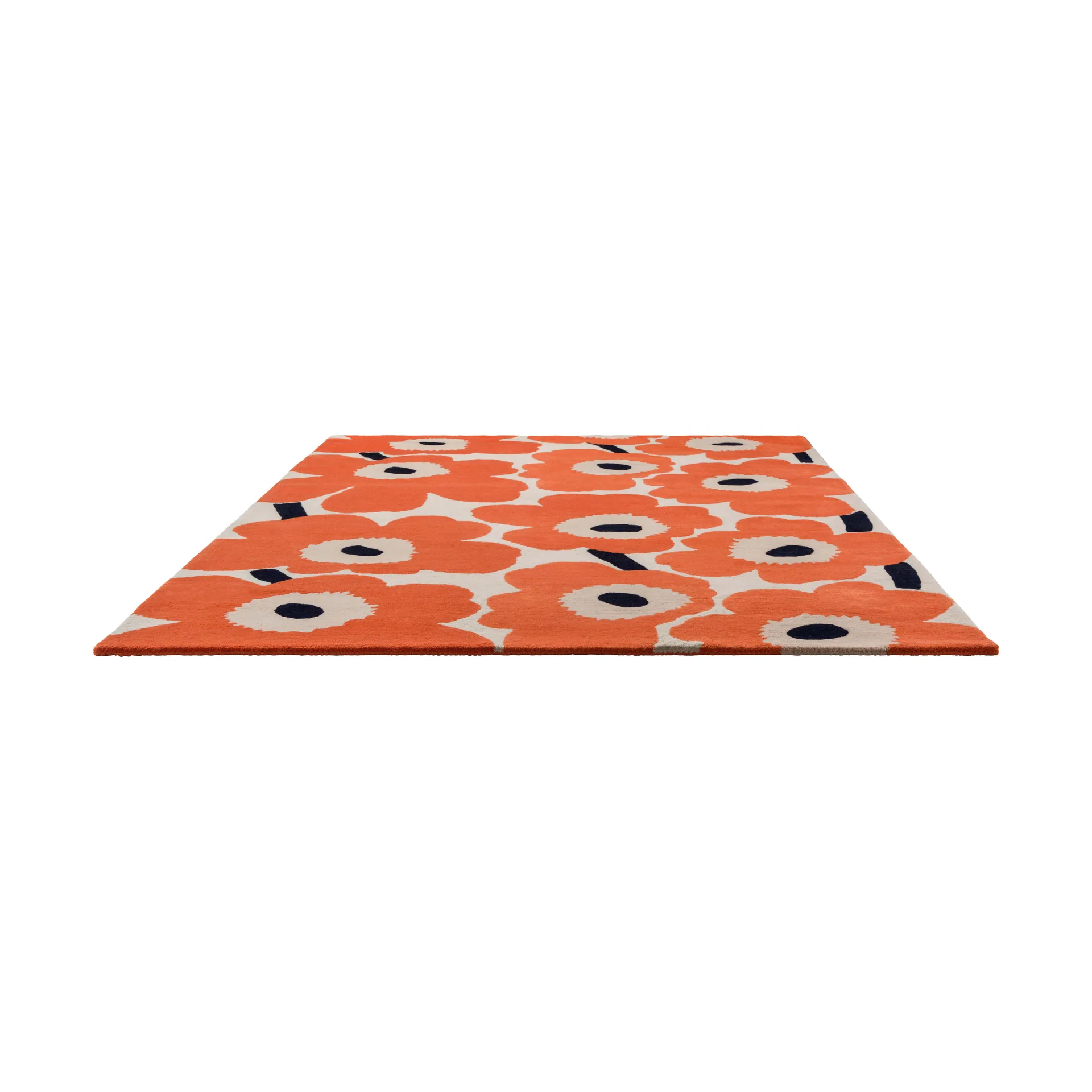 Unikko wool rug, Orange red, 170x240 cm Marimekko