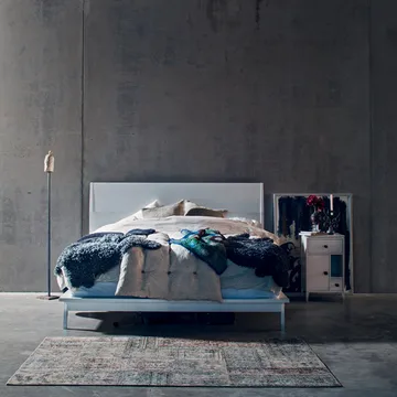 Abisko low leg bedside table - mixed woods, concrete top - Mavis