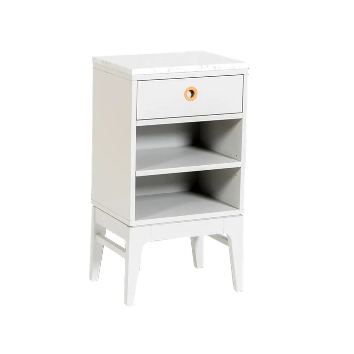 Höllviken bedside table - Light gray-white marble top-1 drawer - Mavis