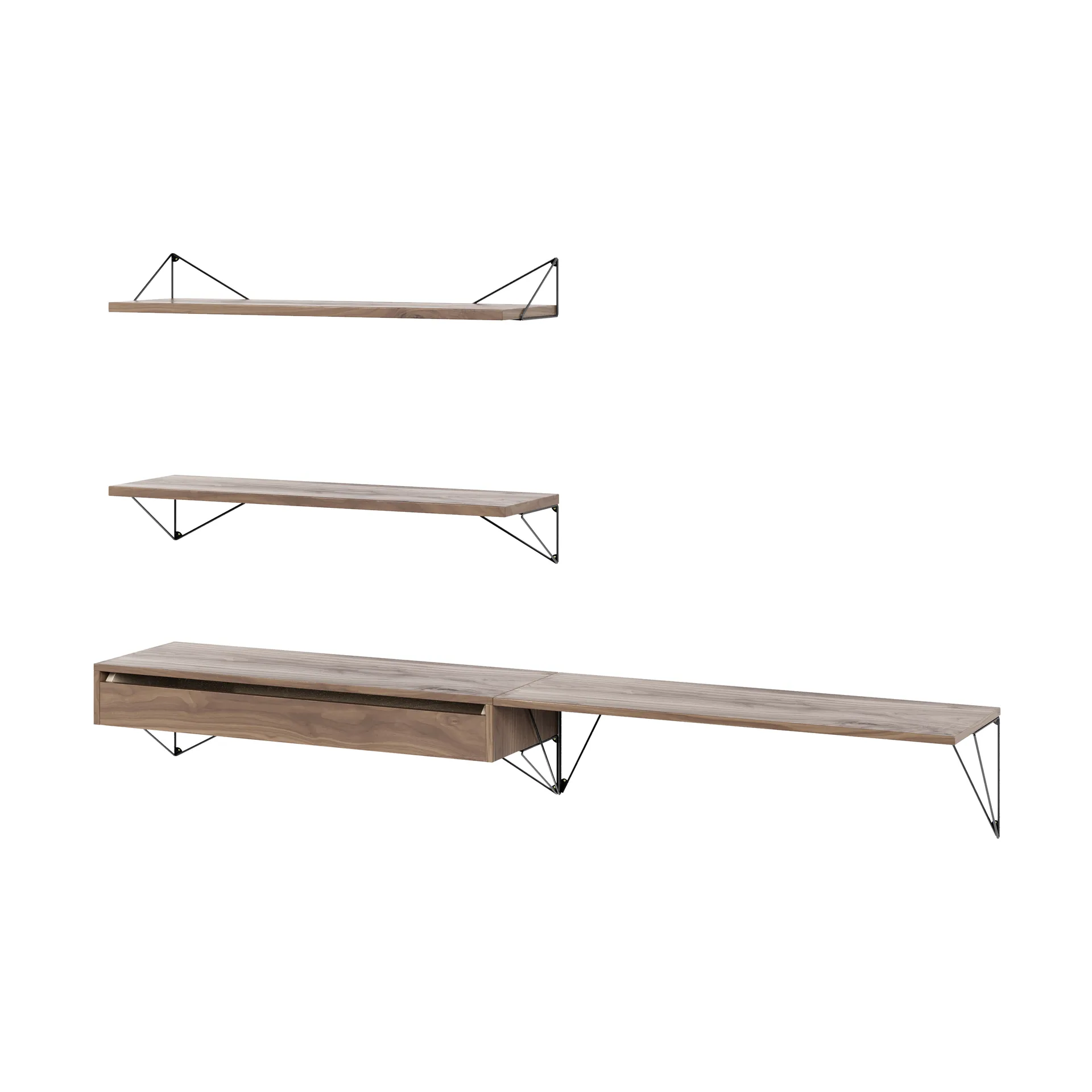 Pythagoras Bundle D shelving system walnut-black Maze