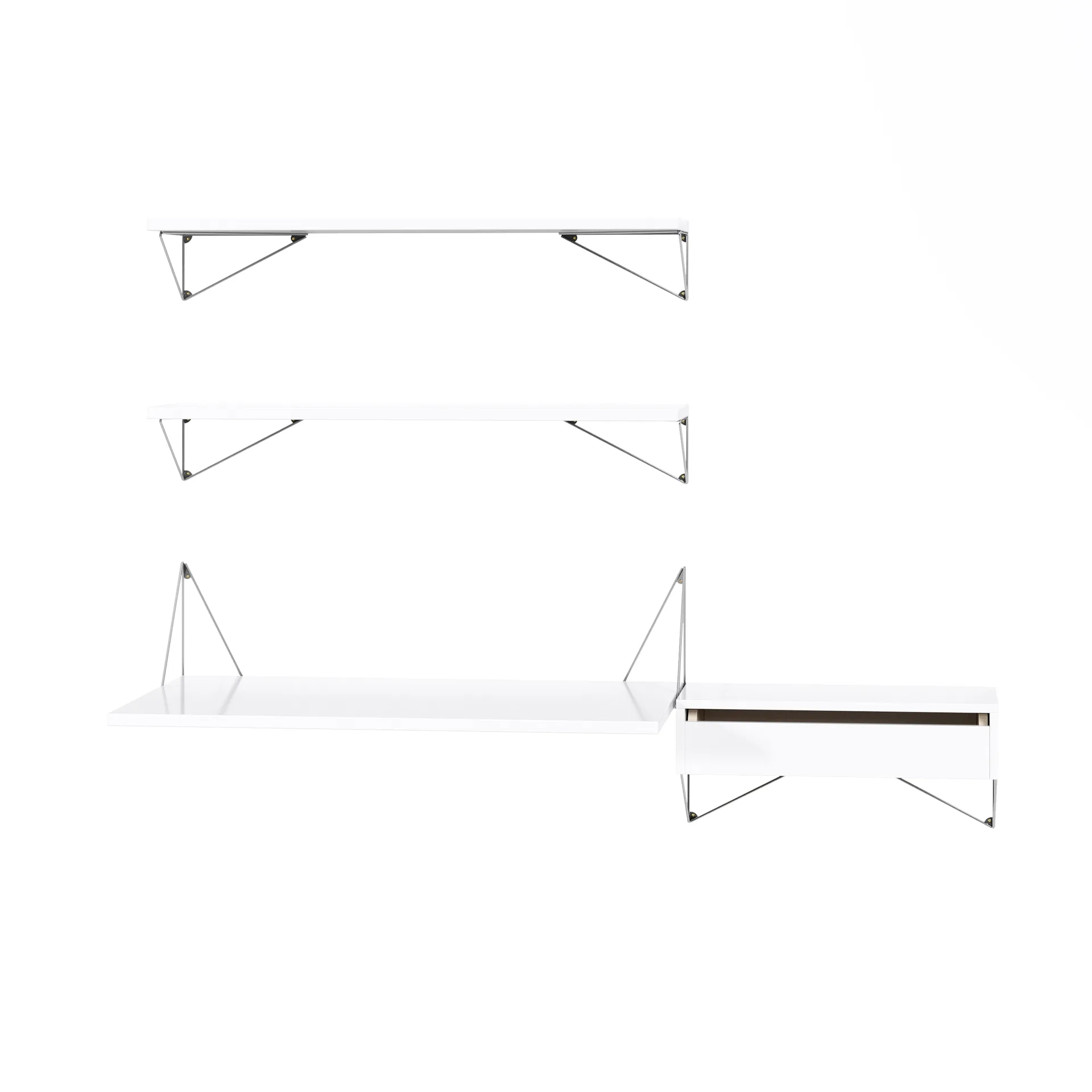 Pythagoras Bundle E shelving system white-chrome Maze