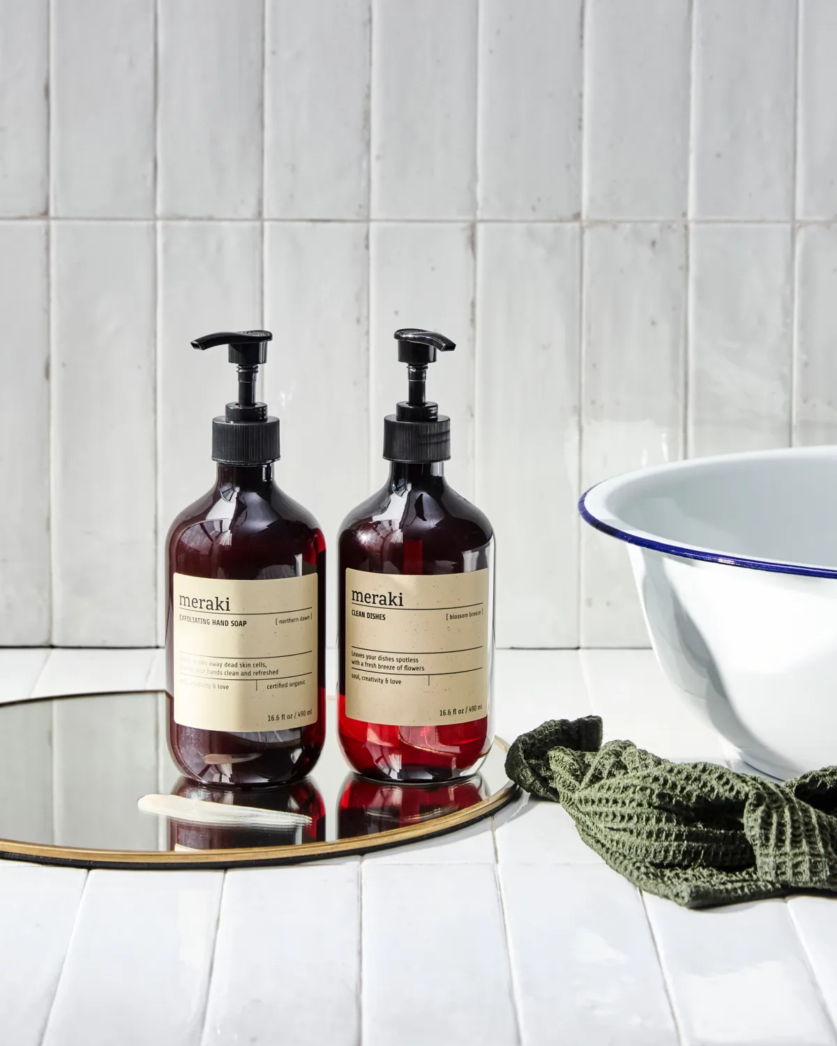 Meraki gift set hand soap and dish soap, Exfoliating Northern star, Blossom breeze Meraki