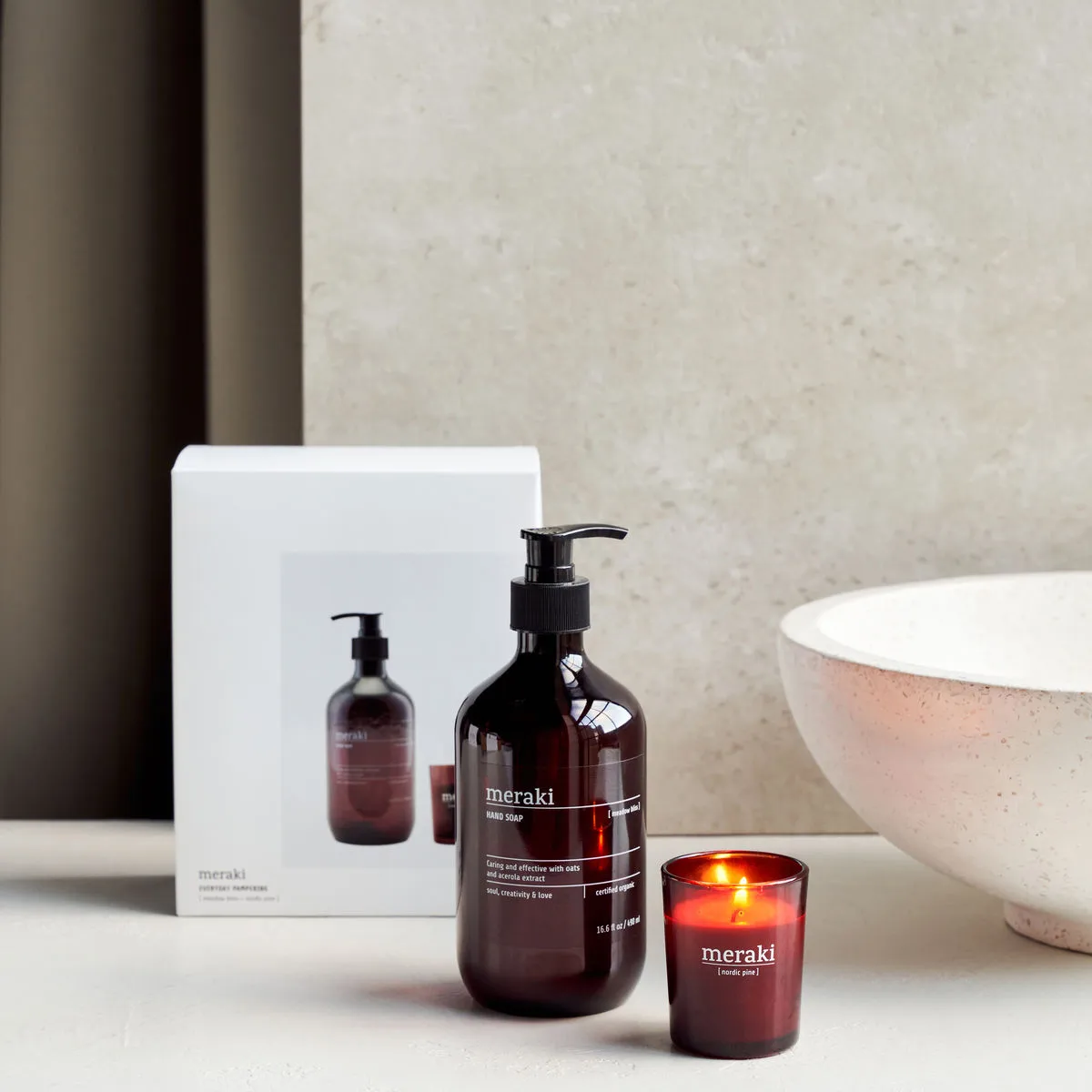Meraki gift set hand soap and scented candle, Everyday pampering Meraki
