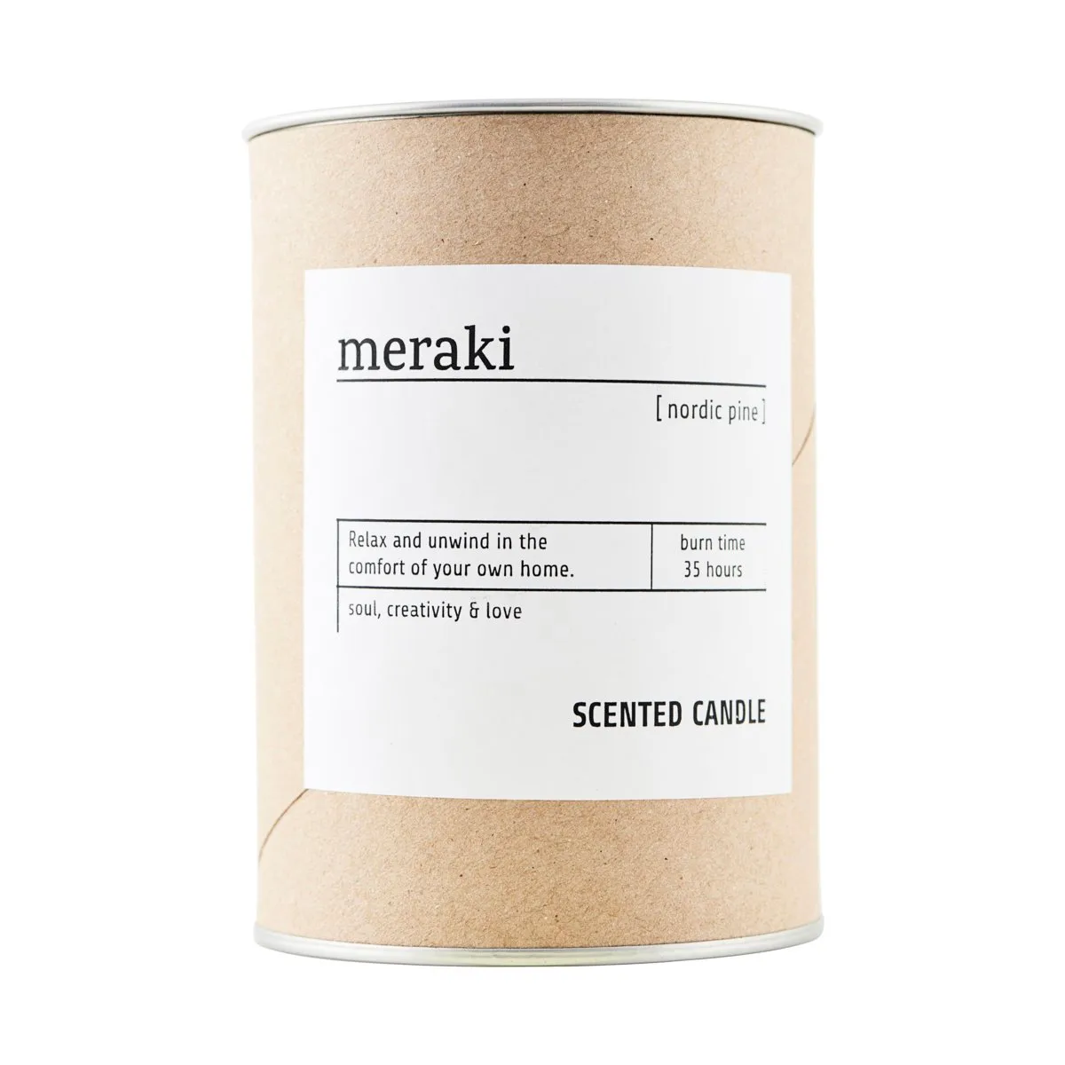 Meraki scented candle brown glass 35 hours, nordic pine Meraki