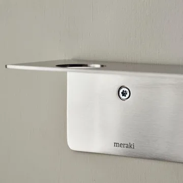 Meraki shelf with bottle hanger and hook - Brushed steel - Meraki