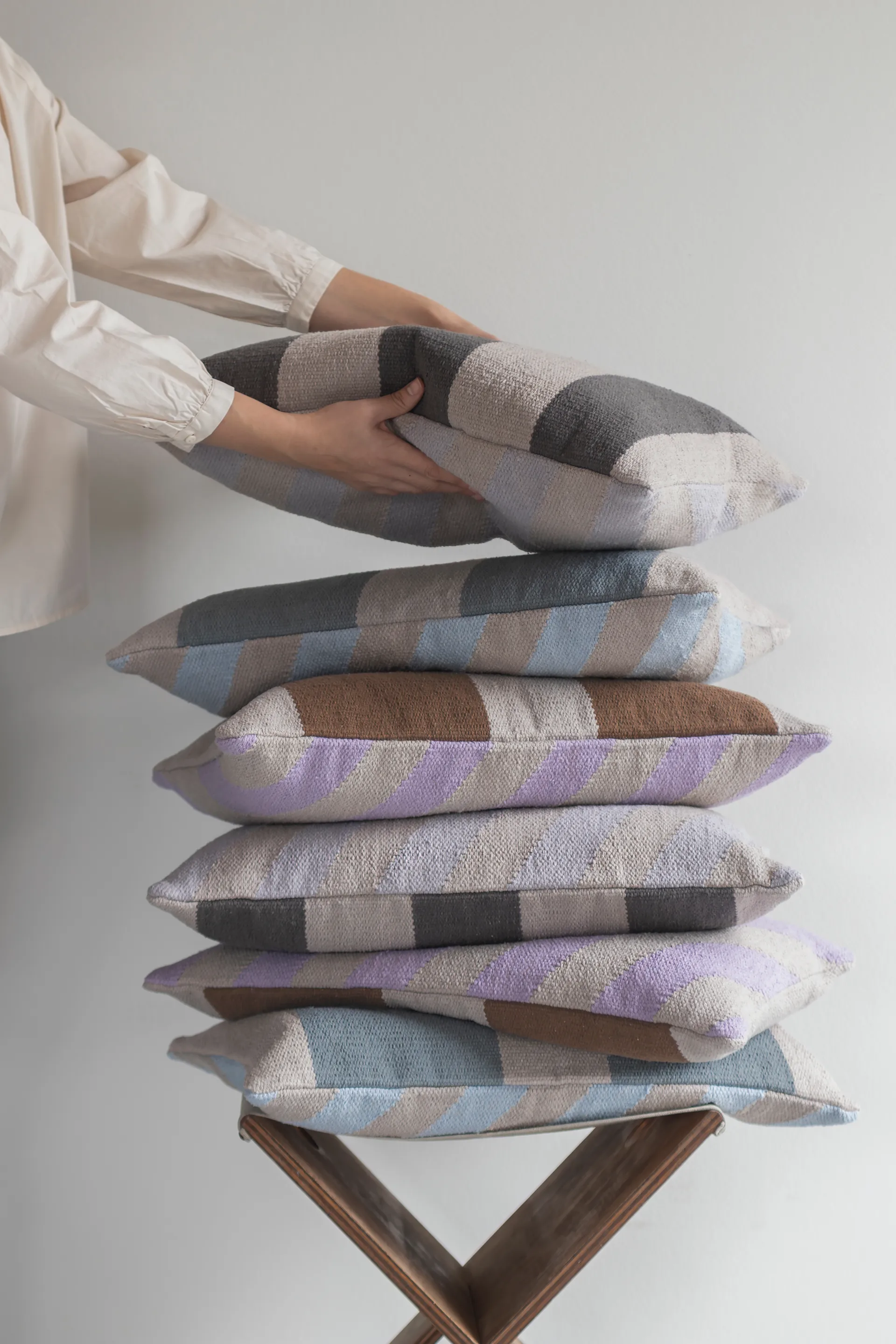 Across kelim cushion cover, Light blue, 40x60 cm Mette Ditmer