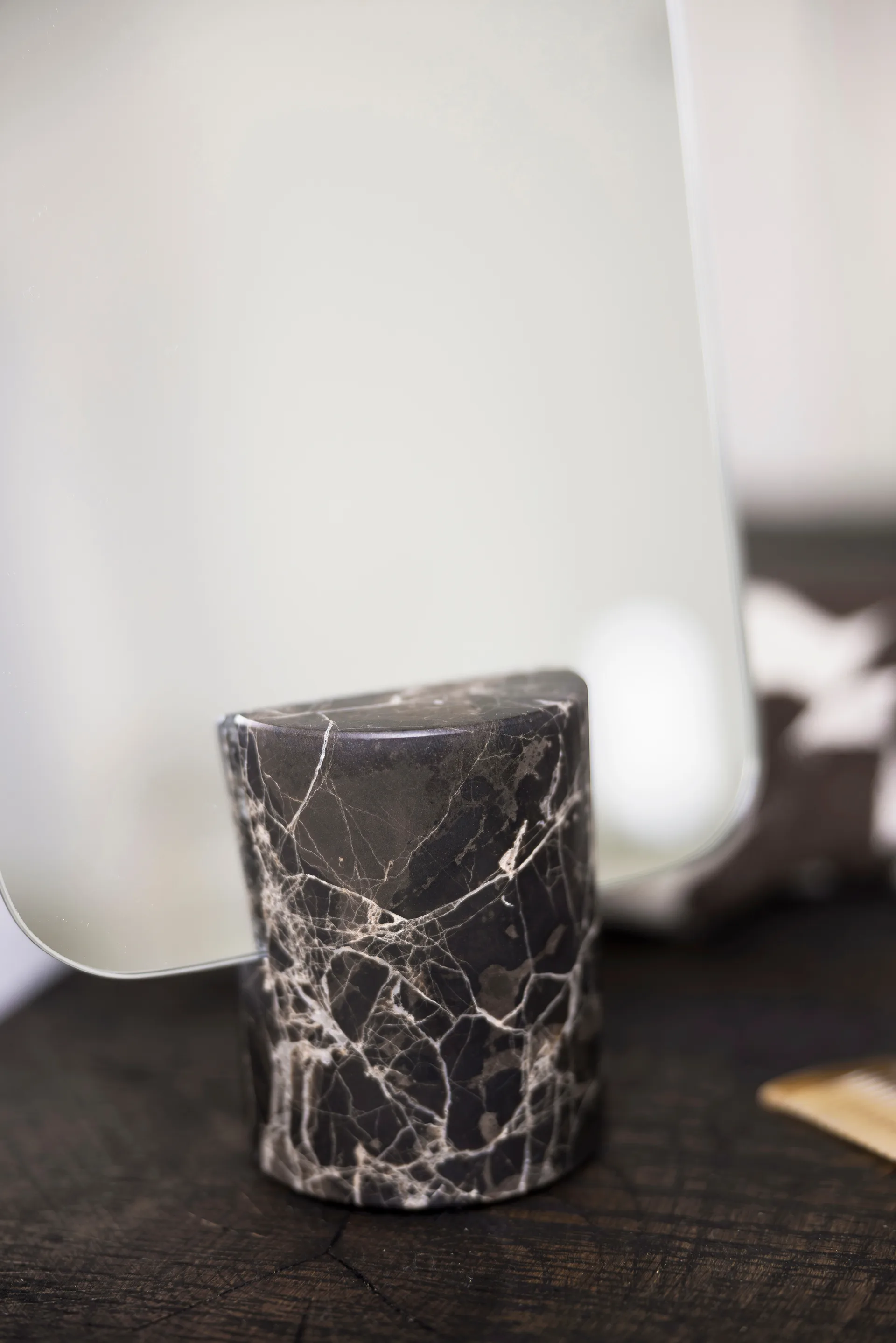 Marble vanity mirror, Brown, 30 cm Mette Ditmer