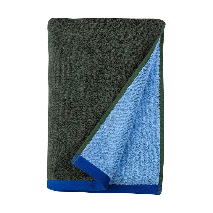 Soft towel 50x90 cm - Dark olive-light blue - Mette Ditmer