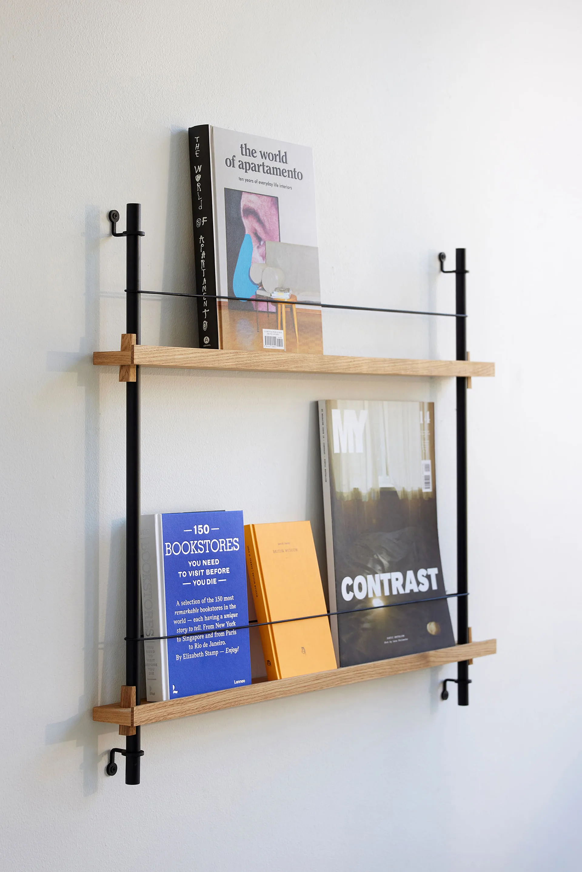 Magazine Shelving magazine rack, Smoked oak-black, 85x180x7 cm, MS.180.1 MOEBE