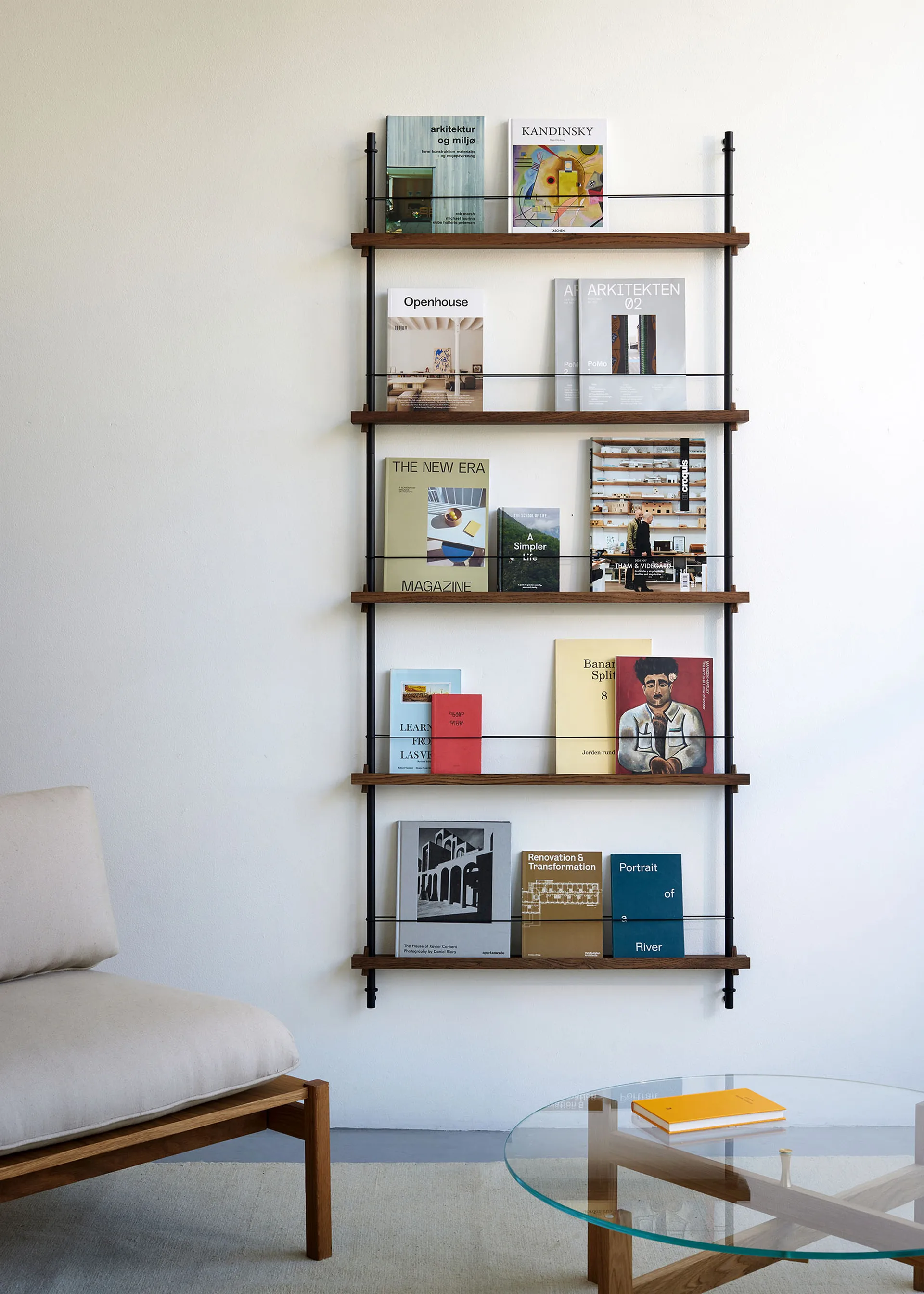 Magazine Shelving magazine rack, Smoked oak-black, 85x180x7 cm, MS.180.1 MOEBE