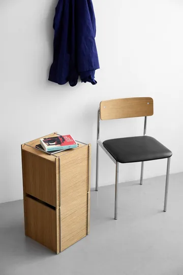 Moebe storage box - Oiled oak-stainless steel, square, 33x30x31 cm - MOEBE