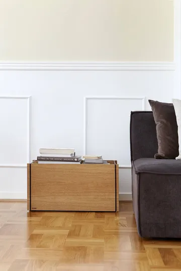 Moebe storage box - Smoked oak-stainless steel, with castors, 33x60x31 cm - MOEBE