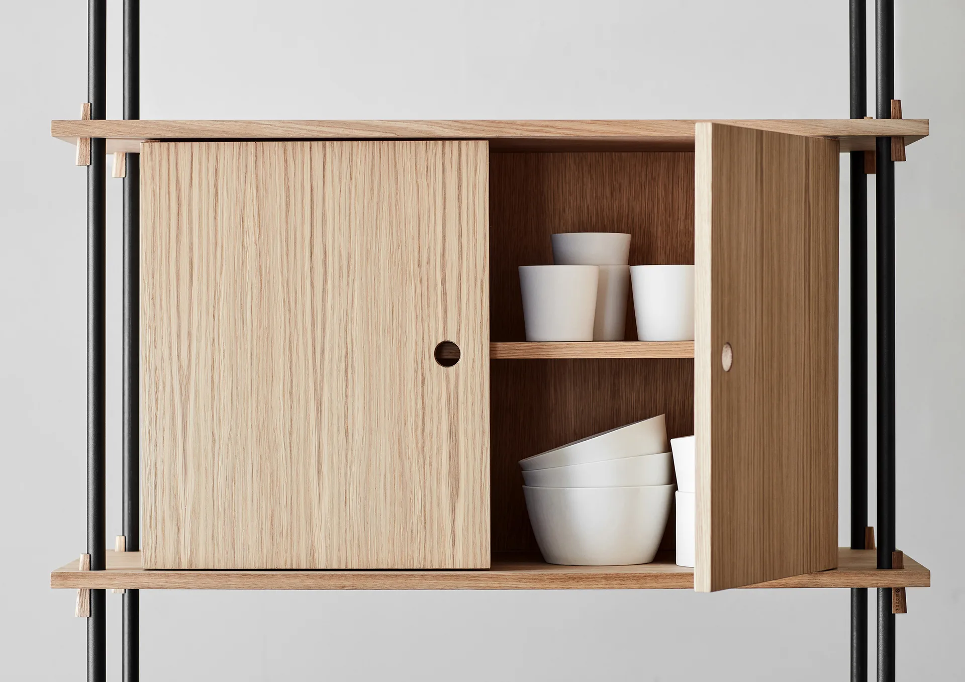 Shelving System shelf with cabinet, Black, 163x200x35 cm, S.200.2.C MOEBE