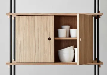Shelving System shelf with cabinet - Black, 163x200x35 cm, S.200.2.C - MOEBE