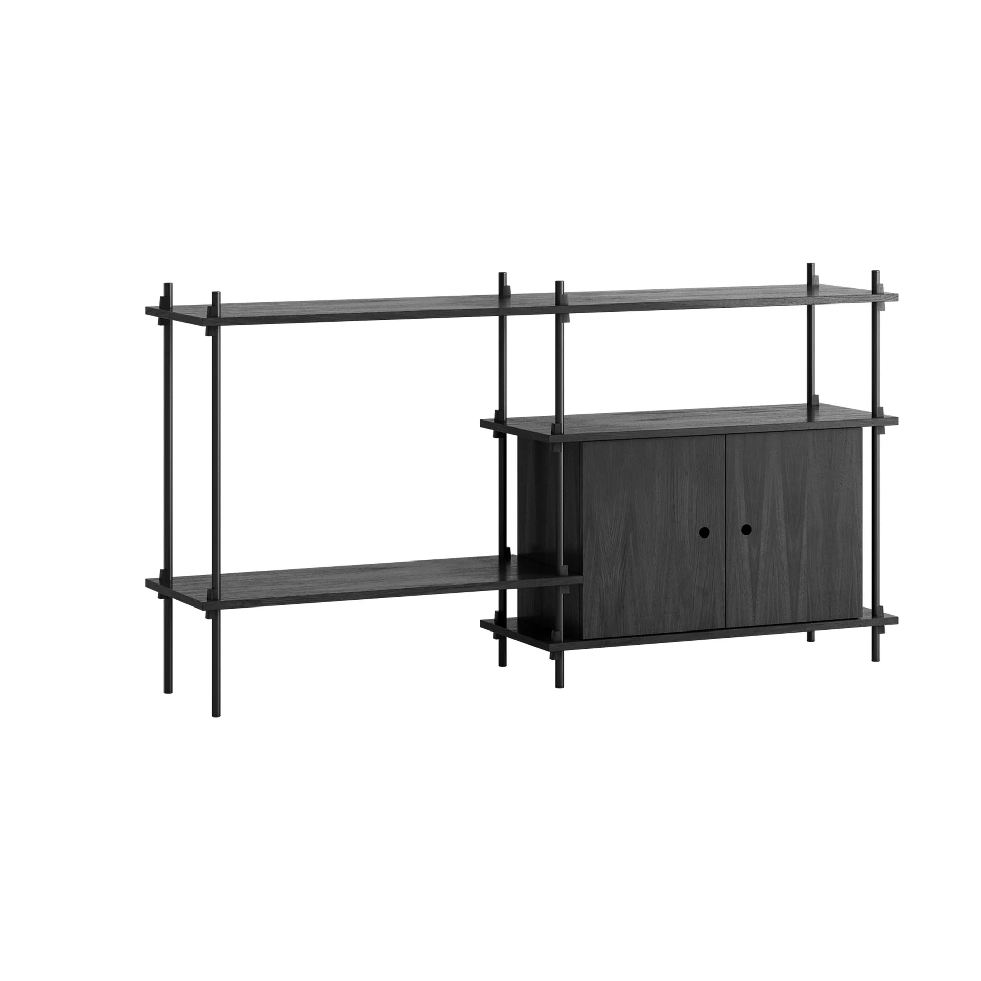 Shelving System shelf with cabinet, Black, 163x85x35 cm, S.85.2.C MOEBE