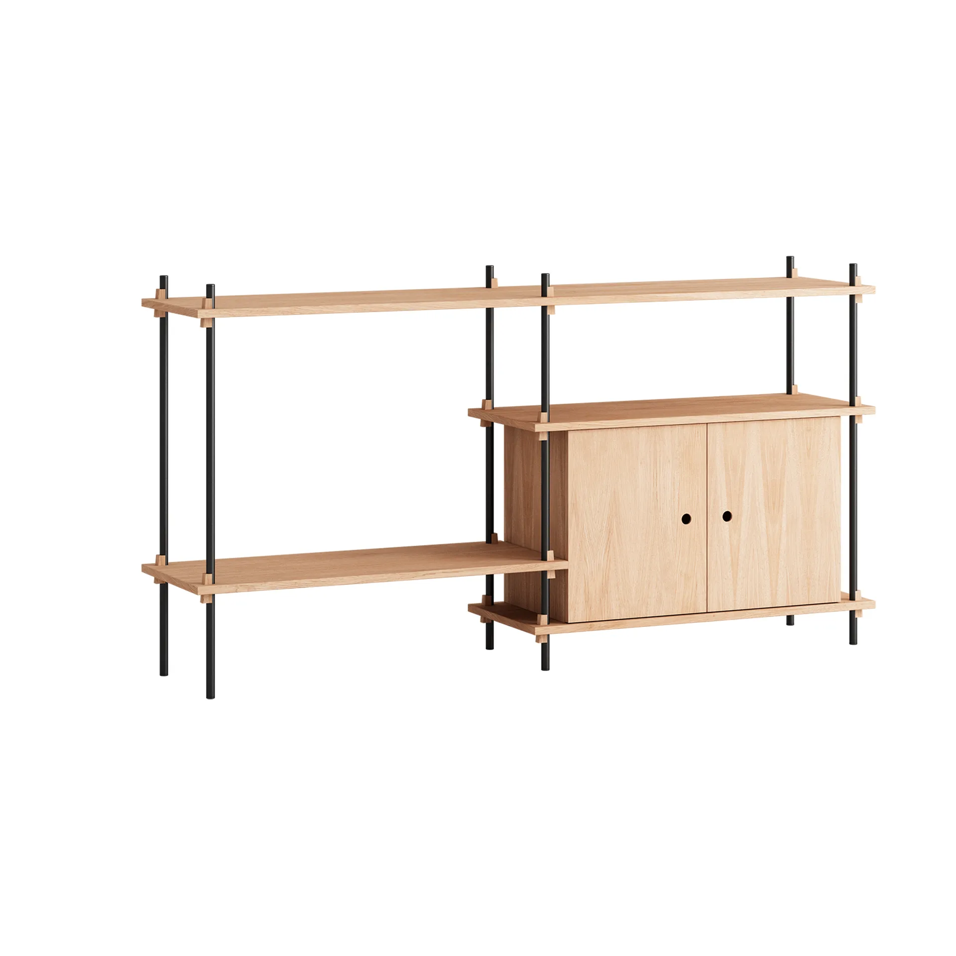 Shelving System shelf with cabinet, Oak-black, 163x85x35 cm, S.85.2.C MOEBE