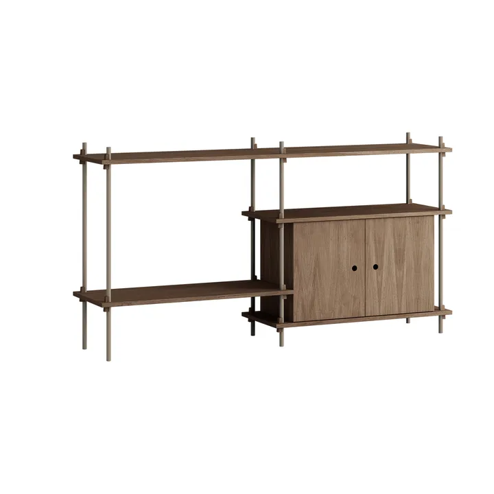 Shelving System shelf with cabinet - Smoked oak-warm grey, 163x85x35 cm, S.85.2.C - MOEBE