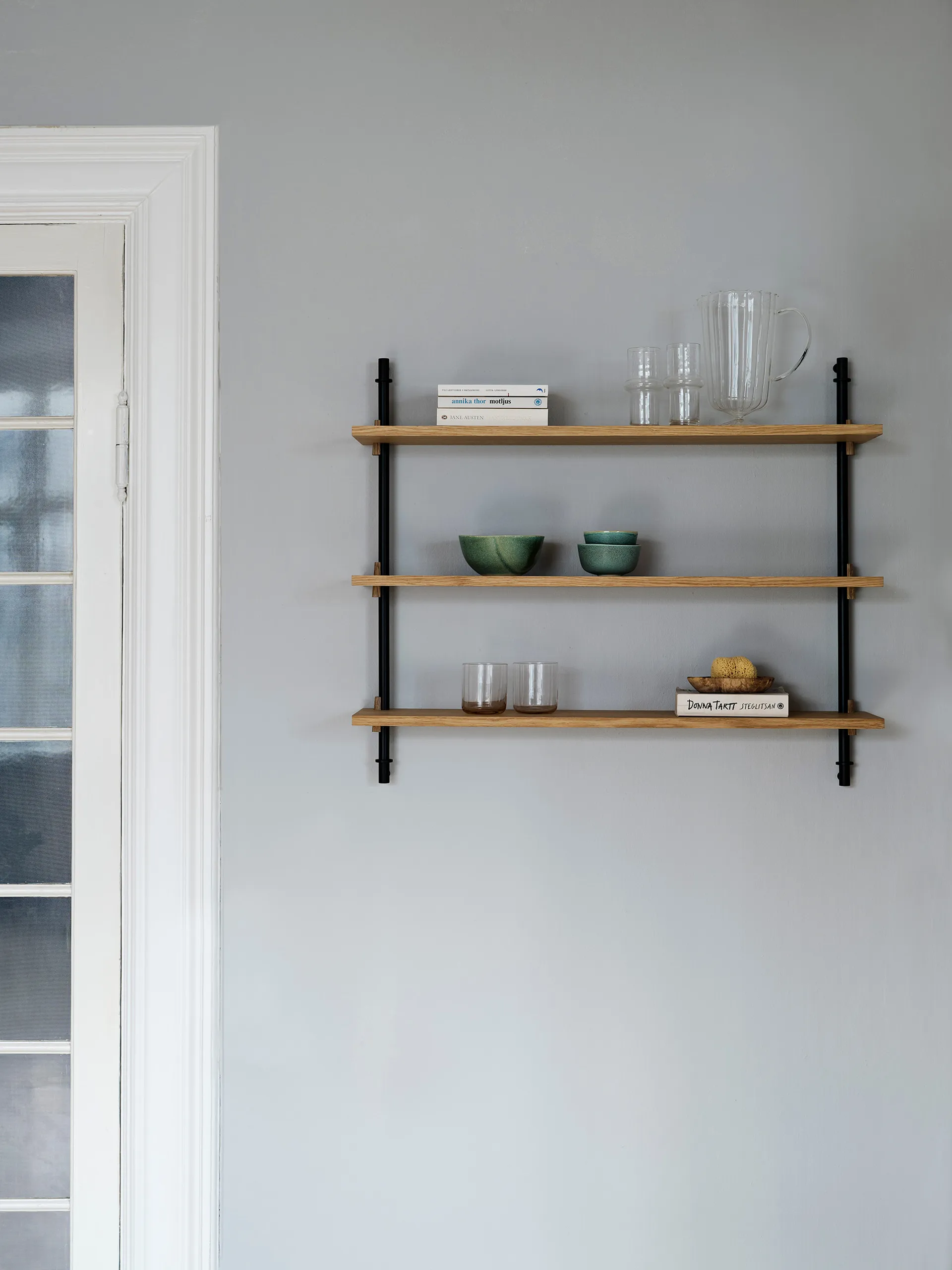 Wall Shelving wall shelf, Oak-warm grey, 92x65x17.5 cm, WS.65.1 MOEBE