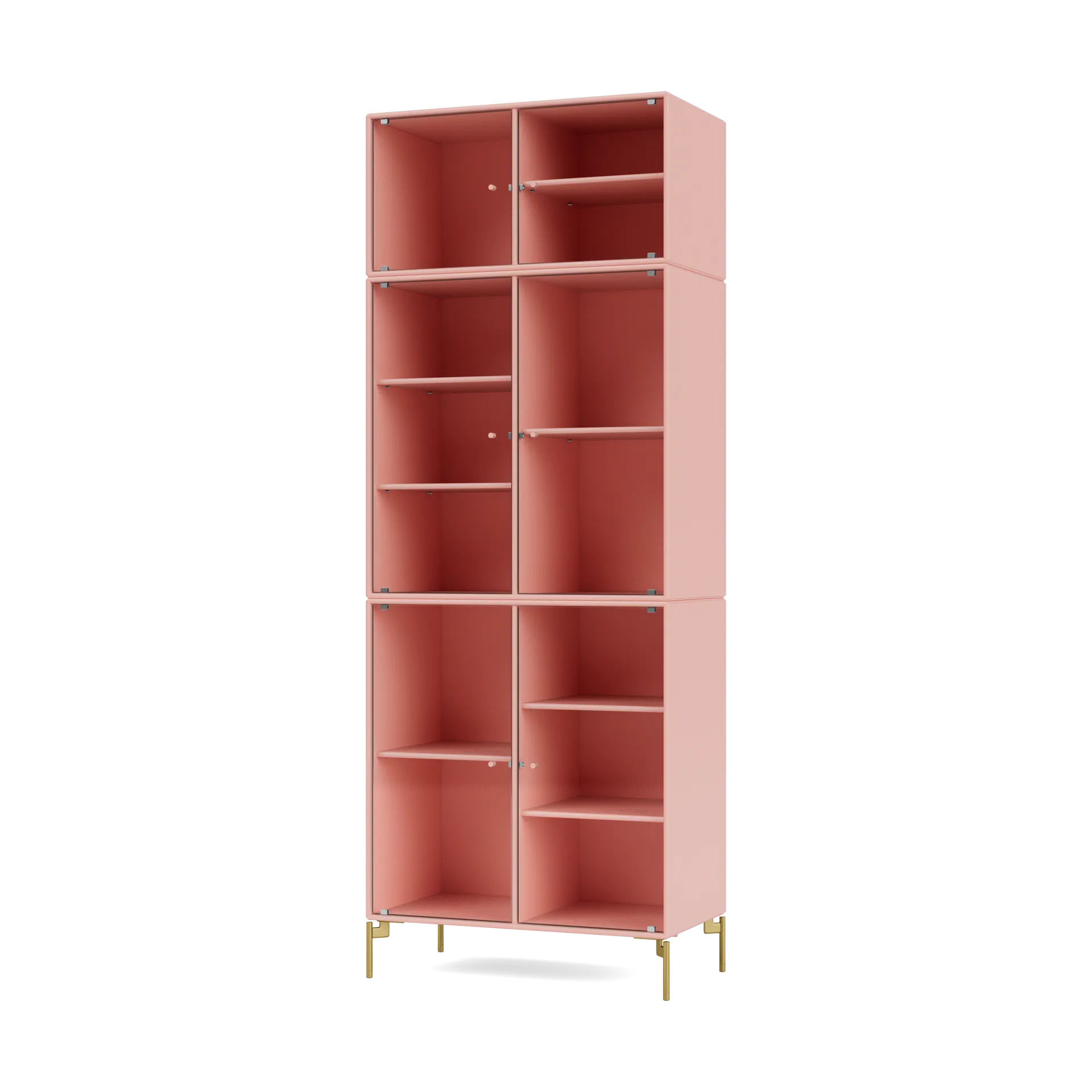 Ripple IV display cabinet 69.6x187.2x38 cm, Ruby-legs brass Montana