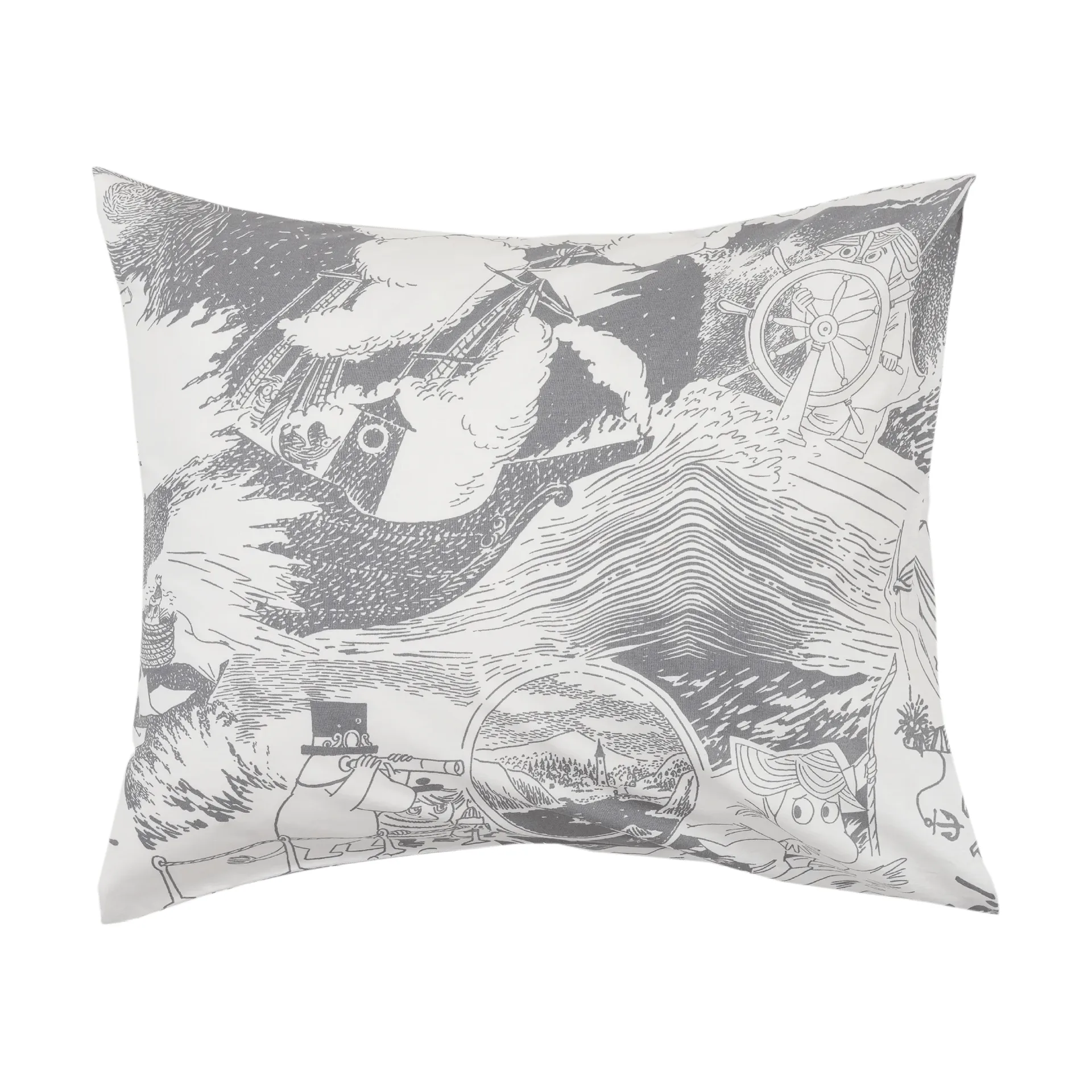 Moomin pillowcase 50x60 cm, Segling, grey Moomin Arabia