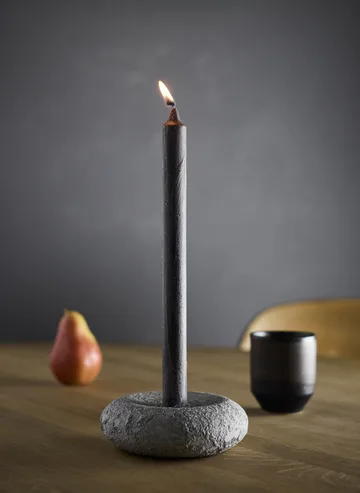 Luna candle holder - Grey, Ø13x4.8 cm - MUUBS