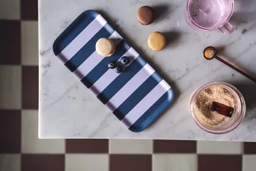 Checks & Stripes tray 13x27 cm - Lilac-blue - Muurla