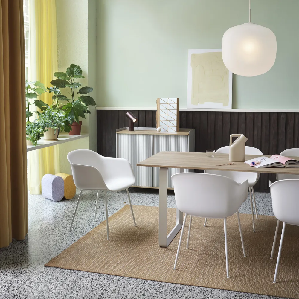 70/70 dining table 225x90 cm, Solid smoked oak-Grey Muuto
