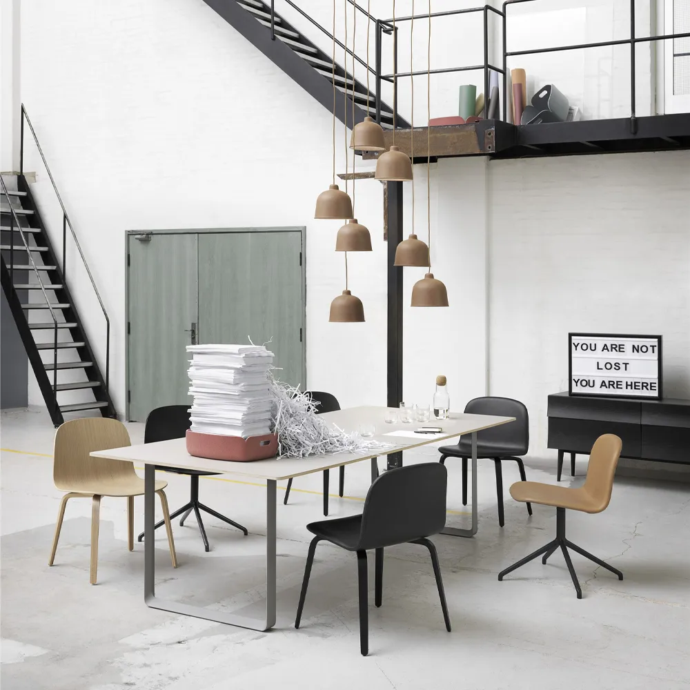 70/70 dining table 255x108 cm, White laminate-Plywood-White Muuto